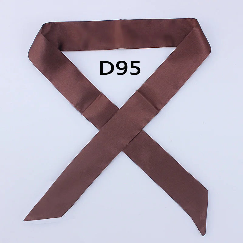 Hot Fashion New Twill Emulation Silk Solid Bag Scarf Women Small Scarf Ribbon Handbag Hair Long Shawl Bandana Luxury Head Scarf