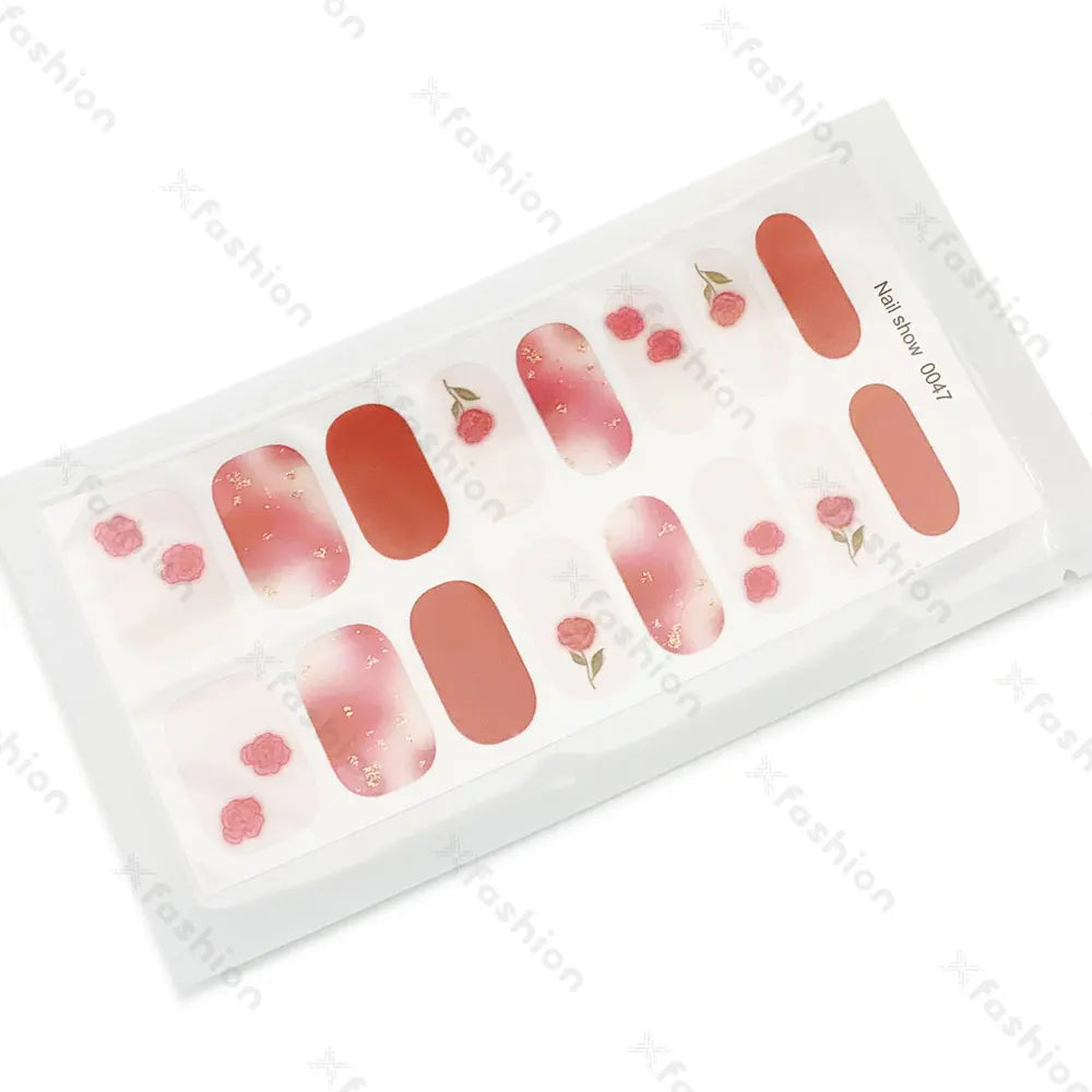 Hot Sale 16 Tips Solid Color Semi-Cured Gel Nail Stickers UV Light Durable Waterproof Long-Lasting Gel Nail Stickers Wholesale