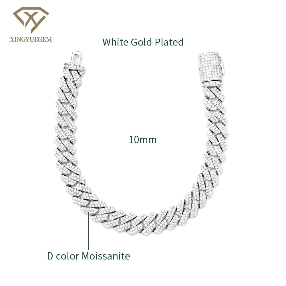 Gra Certified 8-20mm Luxury Hip Hop Jewelry 925 Silver Mens Iced Out Vvs Diamond Mossanite Moissanite Cuban Link Chain Bracelet