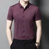 Liu Ming Summer Fashion Casual Men's Tops Shirts Single Breasted Solid Color Short Sleeve With Turn-Down Collar