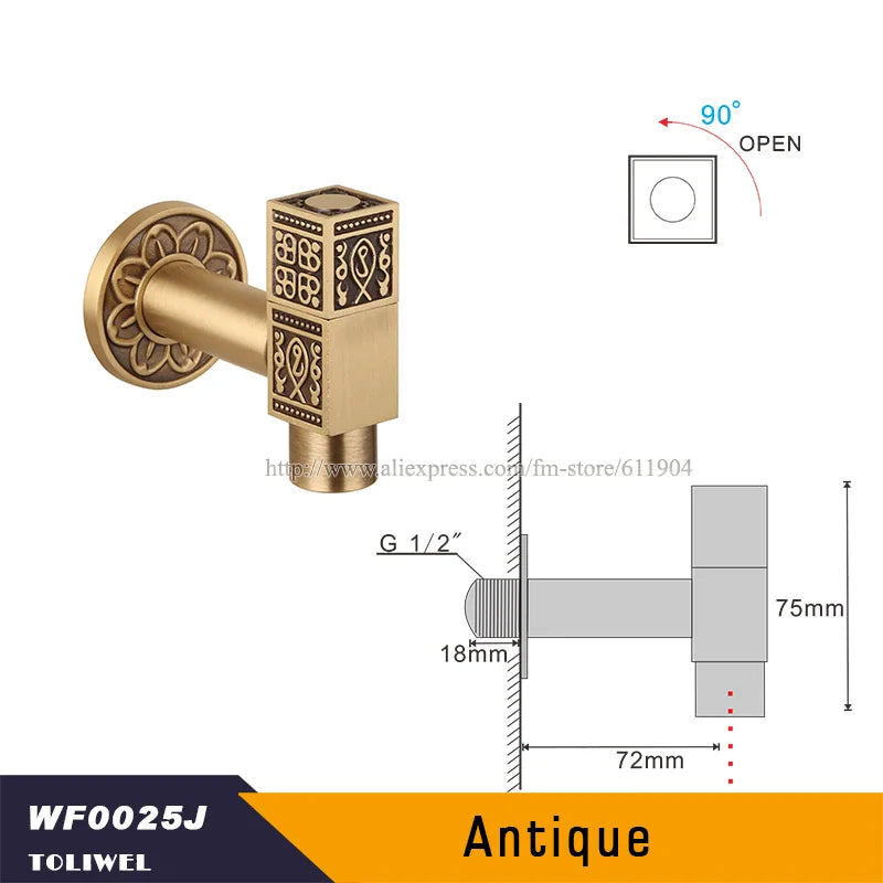 Antique Brass Bathroom Wall Mount Sink Basin Cold Water Faucet Tap G 1/2 Inch Outdoor Garden Hose Faucet Mop Sink tap TWL031