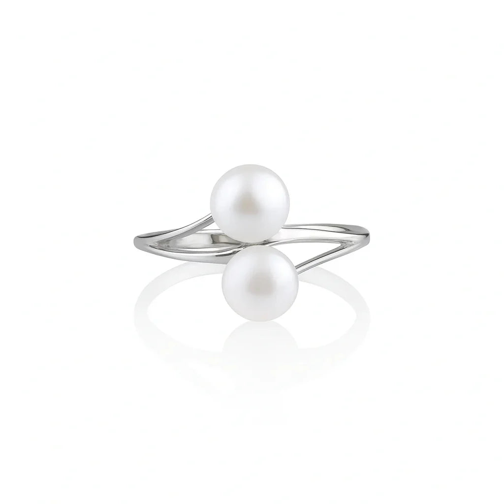 High Quality Natural Rose Gold Plated 92.5 Silver Classic Heart-Shaped Pearl Ring Claw Setting Dual Styling Options Women's