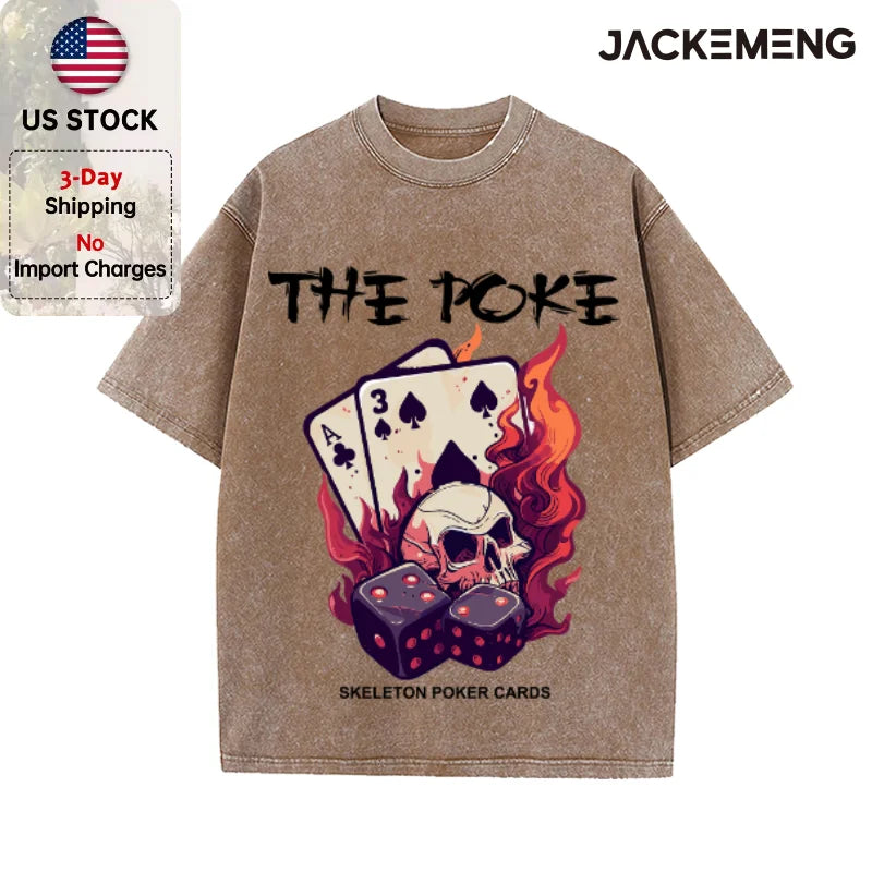 Oversized Vintage Retro Gothic Skull Streetwear Print Tshirt USA Stock Wholesale Y2K Casual Tee