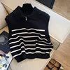 Retro Collar Zipper Striped Knitted Vest Sweater Autumn Winter Camisole Top for Women Clothes Wholesale