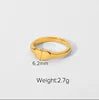 RFJEWEL Shiny Stainless Steel Gold Plated Rings with CZ Stones Adjustable Rings Pink Stone Simple Rings
