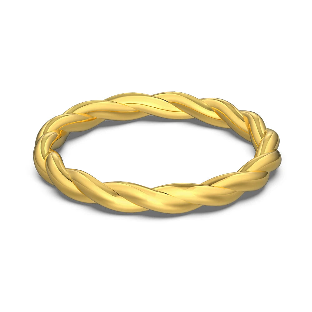 Dylam Minimalist Fade Free 18K Gold Plated Twisted Rope Ring Exquisite Stacked S925 Sterling Silver Rings for Women Jewelry