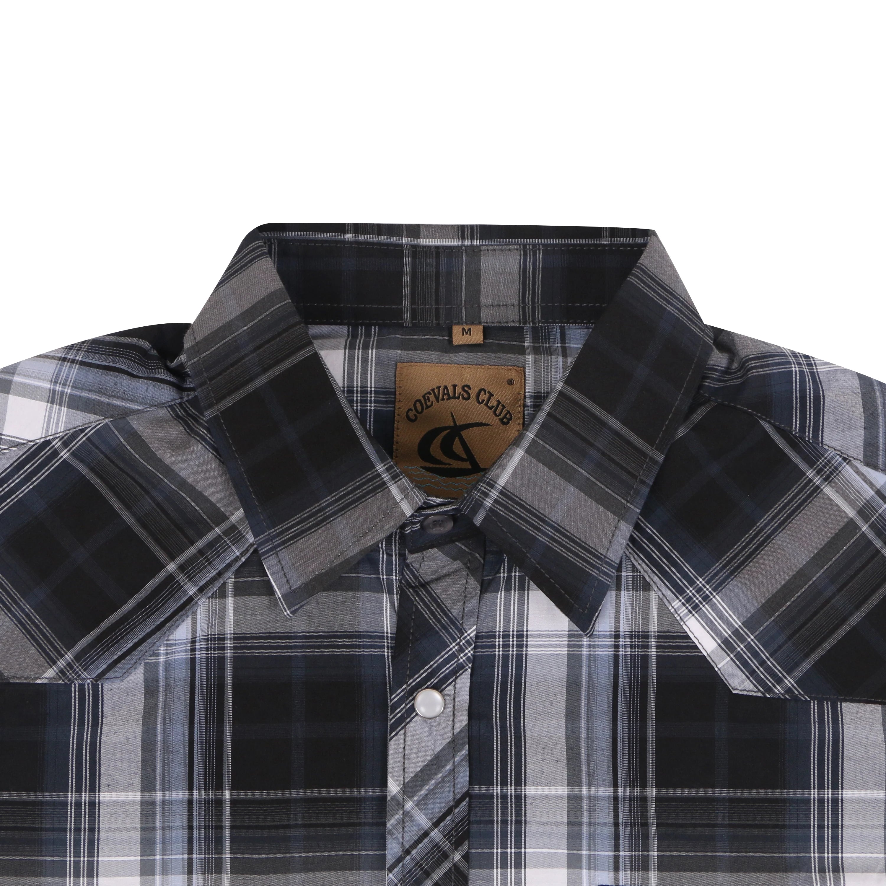 Men's Western Cowboy Short Sleeve Pearl Snap Button up Casual Work Plaid Shirts