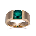 Messi Gems Custom Jewelry MSR-813 18K Yellow Gold Lab Created Emerald Fine Jewelry Rings