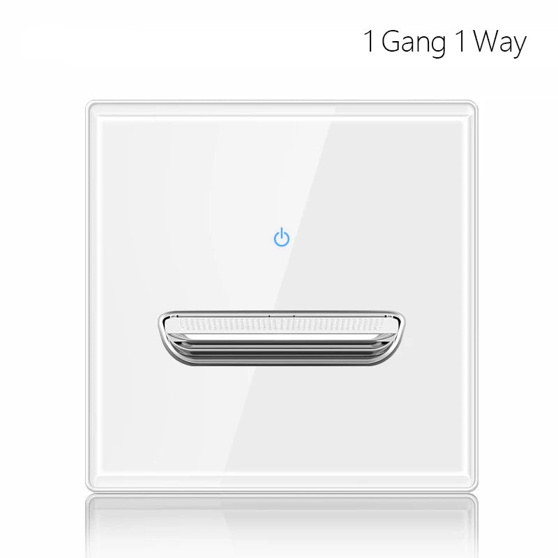 Light Switch With LED Indicator Wall Reset Switch Intermediate Switch Return Switch White Glass Frame 16A Switch