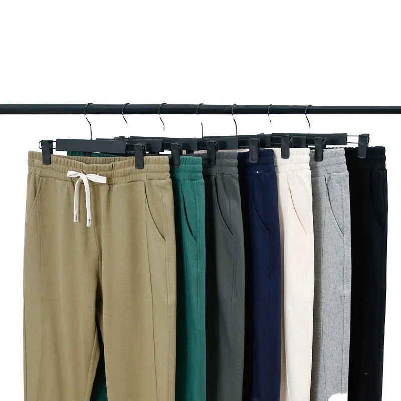 Men's 300gsm Cotton Retro Casual Sweatpants Loose Sports Pants Elastic Waist for Running Jogger Trousers