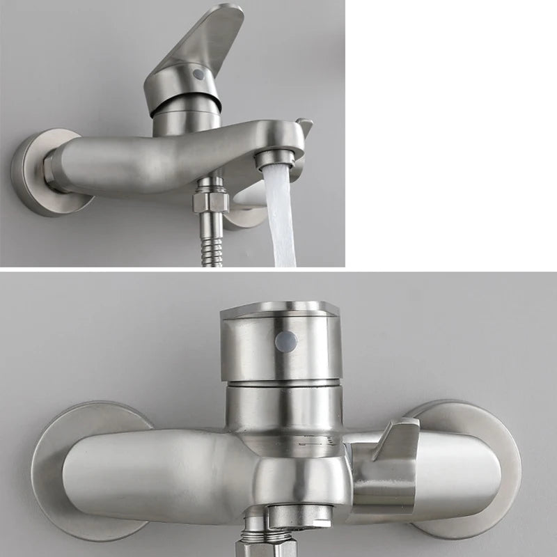 Bathroom Shower Faucet Stainless Steel Triple Bathtub Faucet Mixers Hot Cold Mixer Valve Nozzle Tap Wall Mounted Home Shower Set