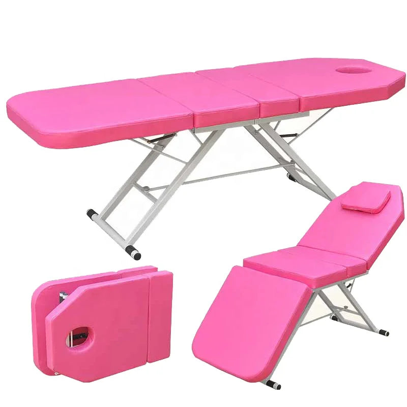 High Quality Foldable Metal Three-Folding Massage Bed Beauty Salon Shop Use Adjustable Back Legs for Home Hotel Gym Bathroom Use