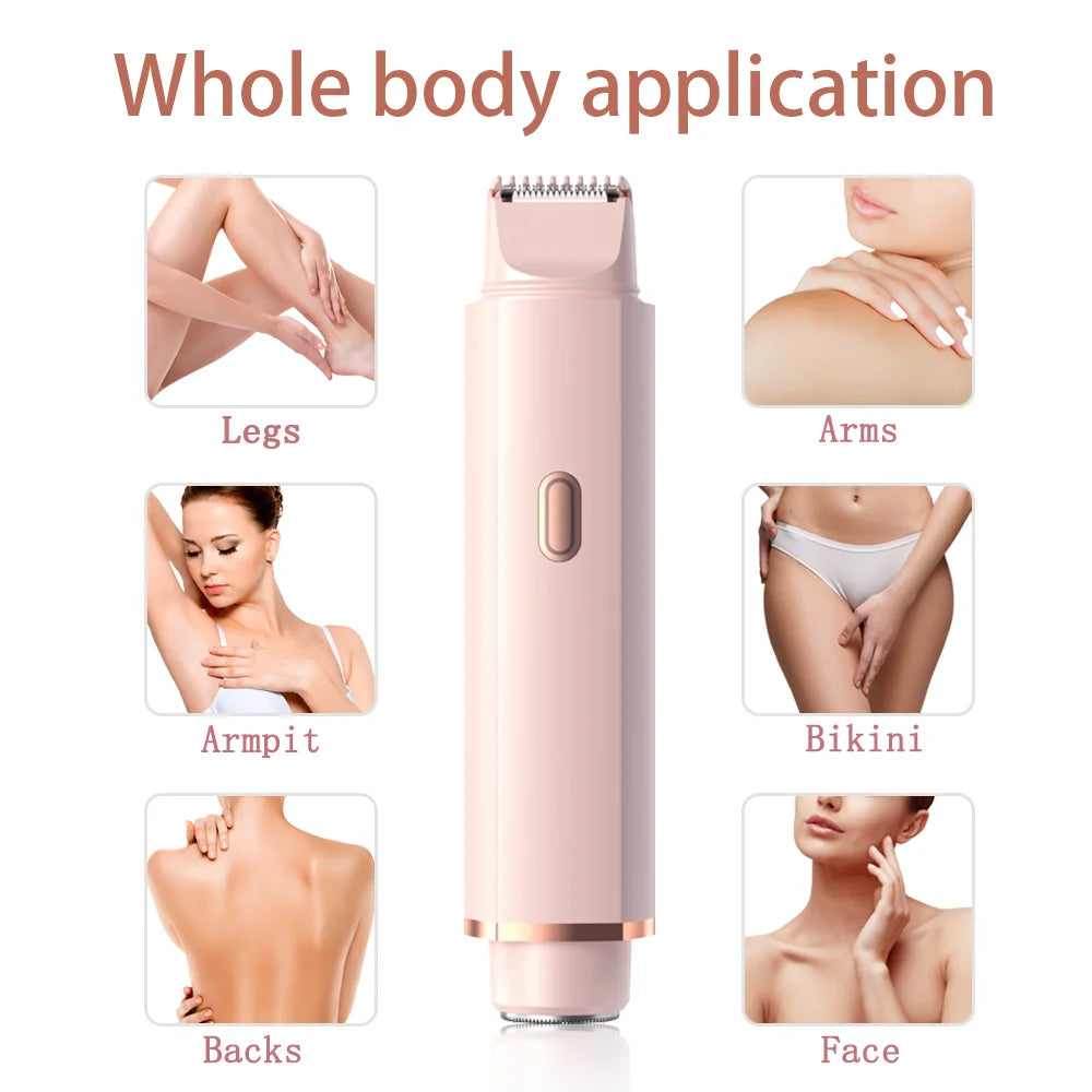 2 in 1 Rechargeable Battery Portable Women Lady Shaver for Leg Arm Hand Face Epilator Shaver