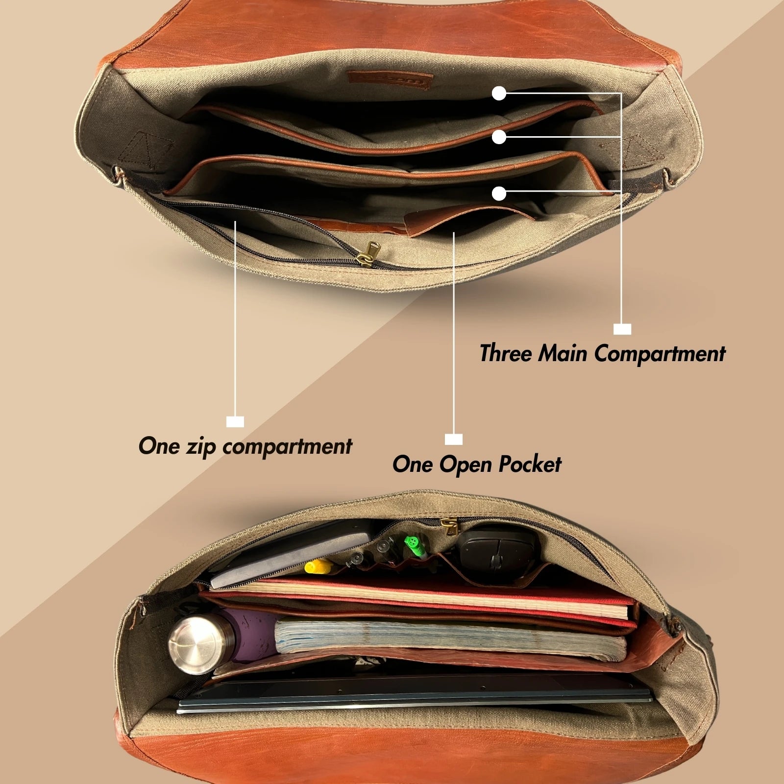 High Quality Vintage Genuine Leather Men's Laptop Messenger Sling Bag Portable Casual Style with Magnetic Snap Artists Creation