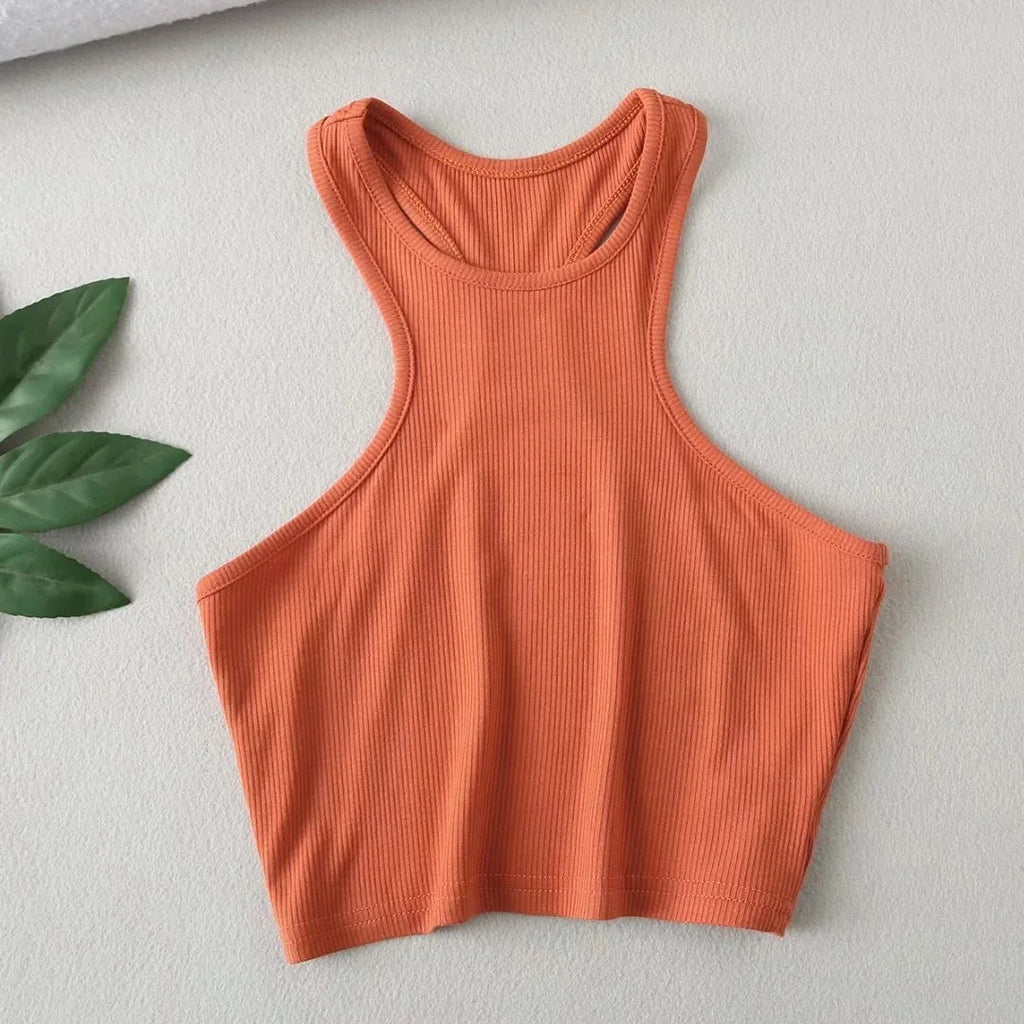 Custom Logo Vest Summer 2026 Ribbed Crop Tops Short Sleeveless Women Crop Tank Top