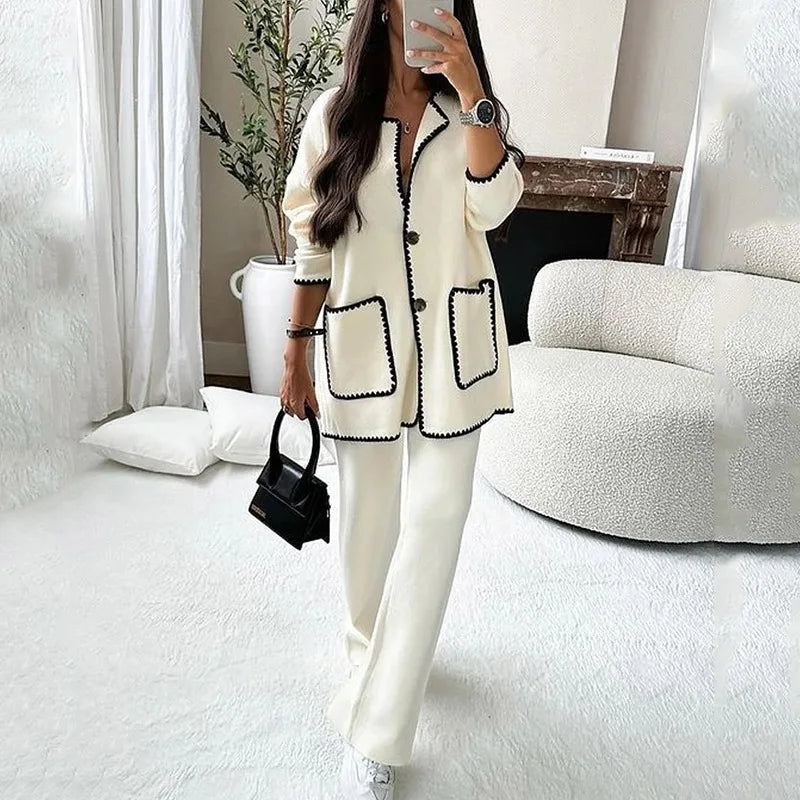 Wholesale 2026 Autumn European and American New Fashion Casual Loose Solid Color Two Piece Women's Set