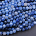 Great Gems Natural Blue Aventurine 4mm 6mm 8mm 10mm Ball Beads White Gemstone 15.5" Strand for Anniversary & Wedding Casual