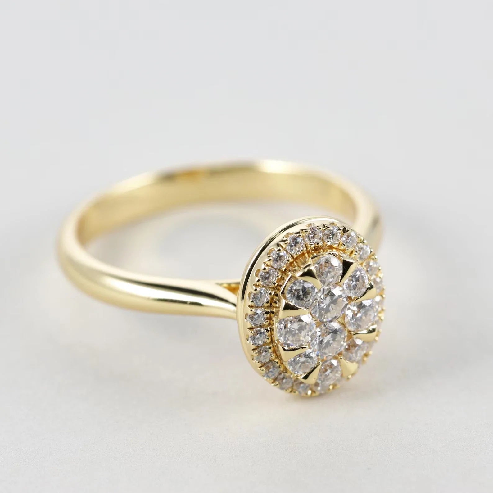 Oval Cut Cubic Zirconia Engagement Ring Art Deco Vintage Halo 925 Sterling Silver