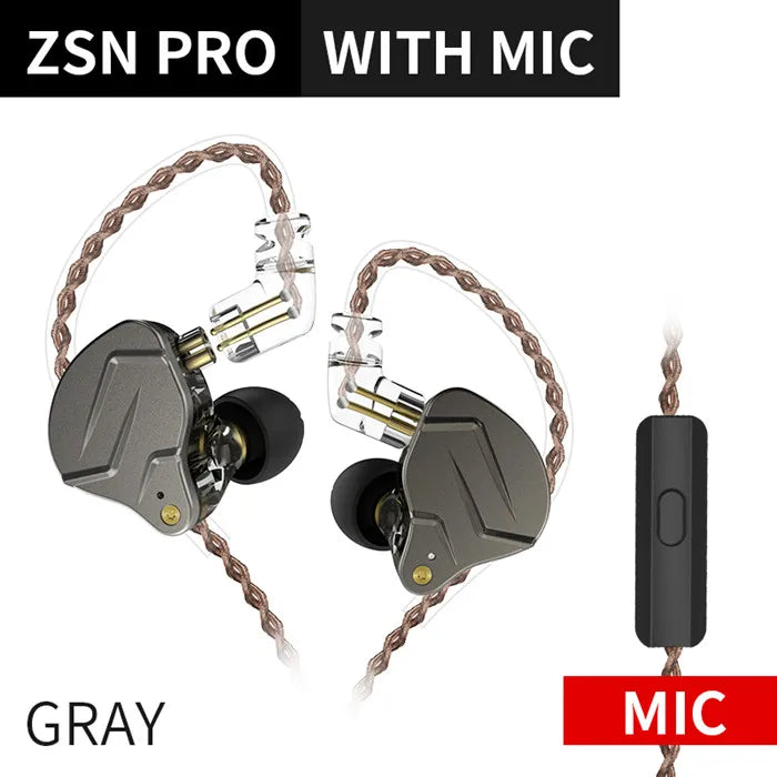 KZ ZSN Pro In Ear Earphones 1BA+1DD Hybrid technology HIFI Bass Metal Earbuds Headphones Sport Noise Cancelling Headset Monitor