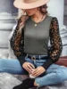 Women Shirts Summer Spring Slim Fit Blocking Mesh Long Sleeve Top Women's T-shirts Casual T-shirt