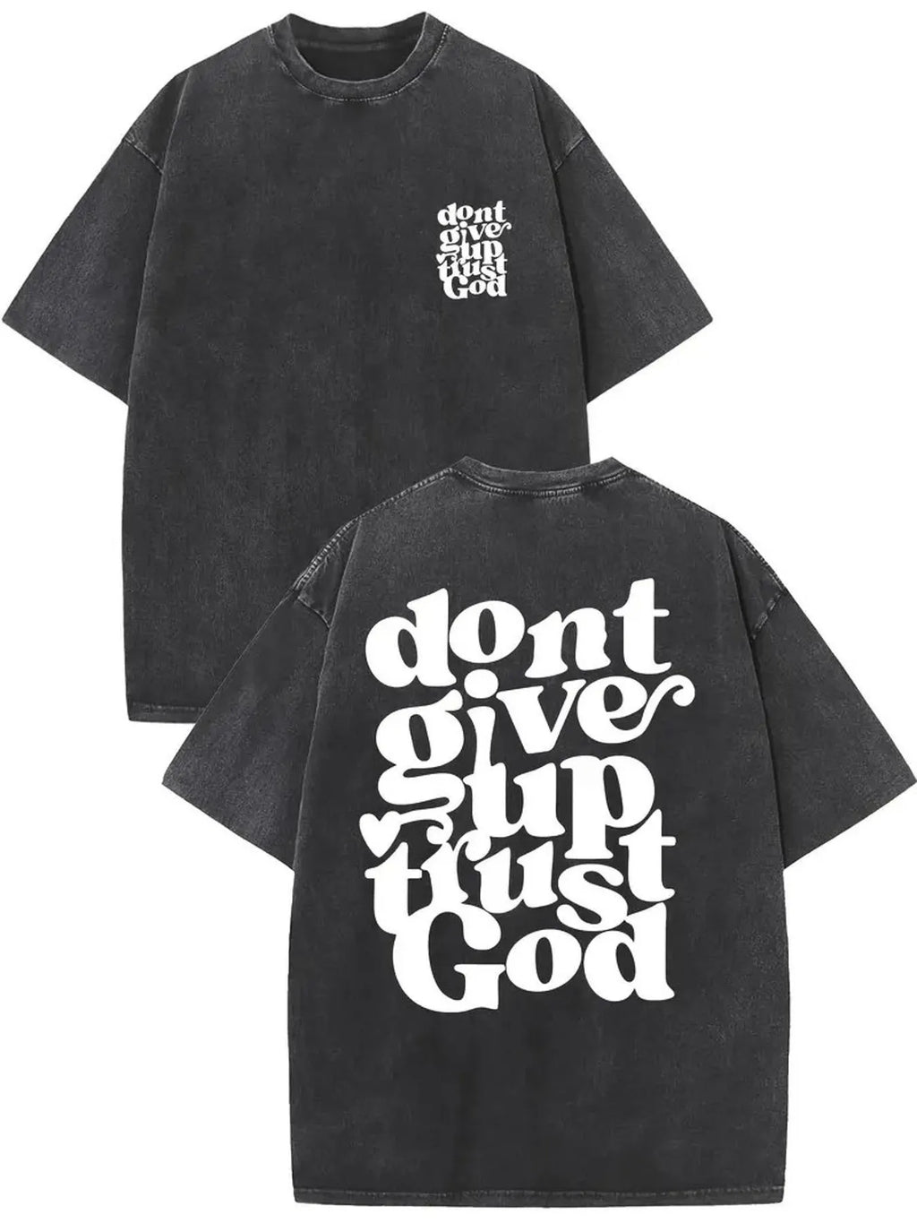 Vintage Washed Oversized Christian Bubble Letter Print T-shirt Retro Streetwear Casual Cotton Tee US Stock