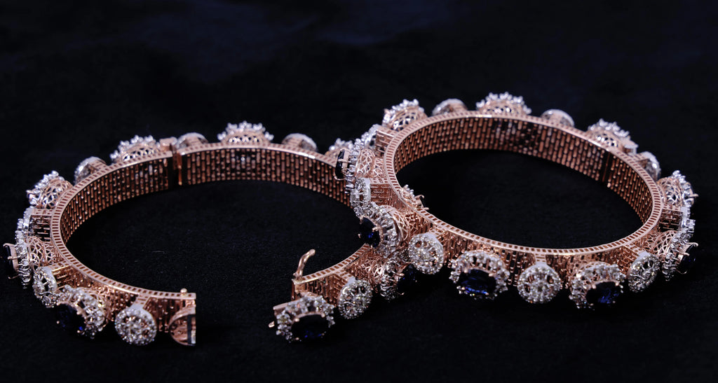 Natural Diamond Pacheli Bangle 9K Rose Gold SI Clarity GH Color Oval Cut 10.74 CT Rhodium Plated IGI Certified Women's Diamond