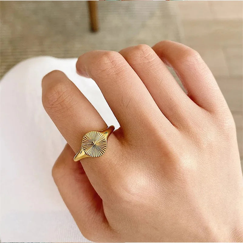 Wholesale High Quality Women's 18K Gold Plated Stainless Steel Jewelry Rings