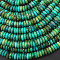 AAA Genuine Natural Blue Green Golden Turquoise 6mm 8mm Faceted Thin Ball Rondelle Beads Casual 15.5" Strand Great Gems Unisex