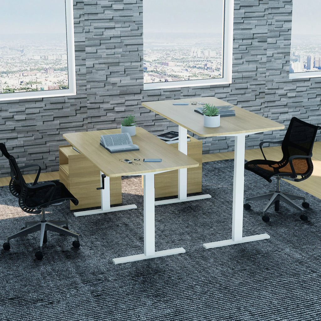 Ergonomic Sit Stand Workstation Hand Crank Height Adjustable Standing Desk for Home and Office