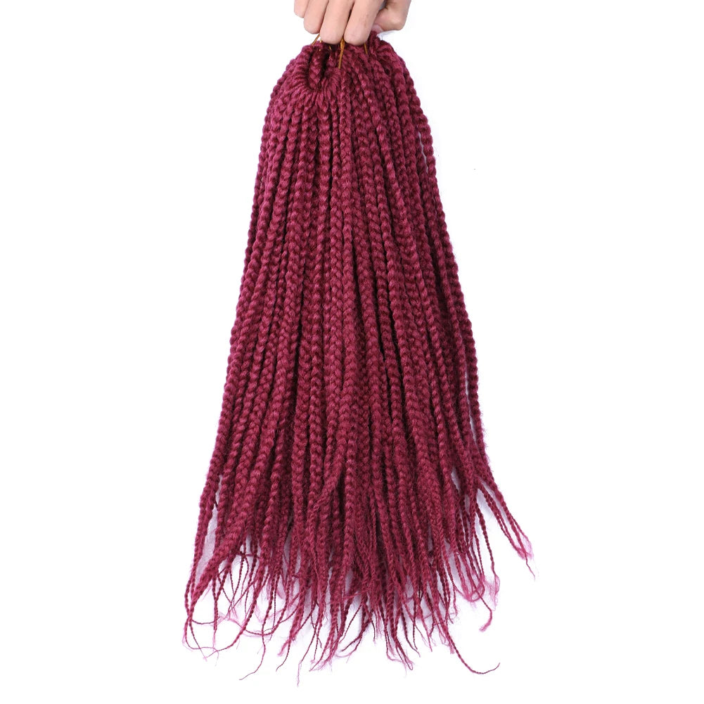 Full Star 3X Small Box Braids 14” 18” Synthetic Hair 80 g Crochet Braids 22 Strands/Pack for Women Ombre Brown Black Color
