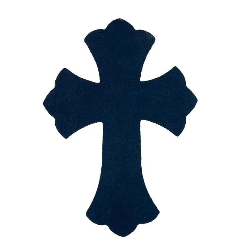 4.5*6.5cm Sheepskin Leather Patch With Cross Shaped Leather Label Genuine Leather DIY With Multiple Colors-106-182