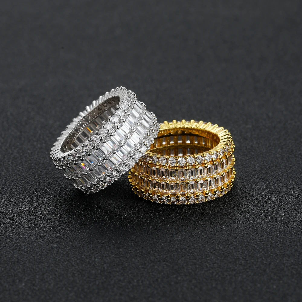 R069 Iced Out Gold Plated Men and Women's Hip Hop Rings with Inlay Cubic Zircon Fashionable Trendy Jewelry for Gift