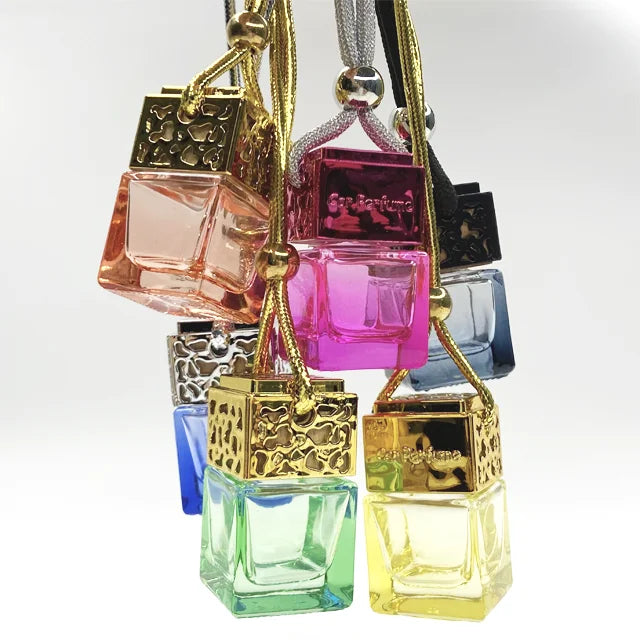 Custom Color Empty Car Perfume Bottle 8ml Glass Hanging Diffuser Air Freshener Bottles