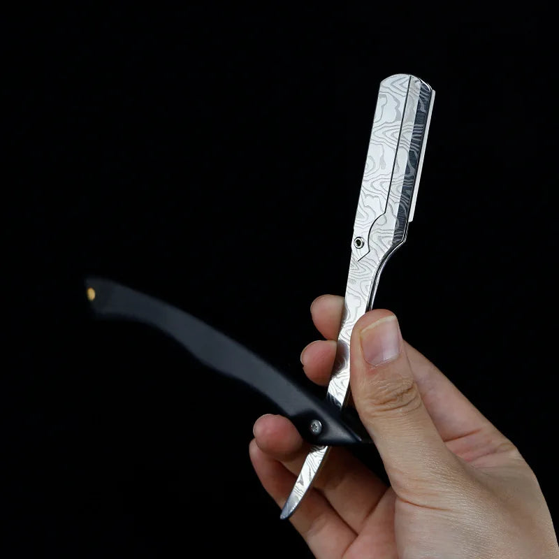 wooden trimmer manual shaver professional straight edge stainless steel sharp barber razor folding shaving blade shave beard cut