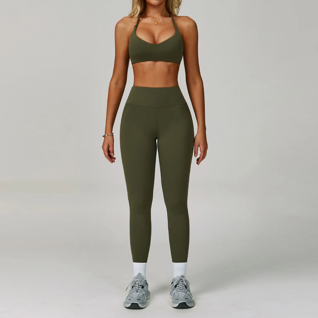 New Arrival Fashion High Stretchy Seamless Yoga 5 Pieces Set With Jacket Fitness Workout Clothes for Sports Women