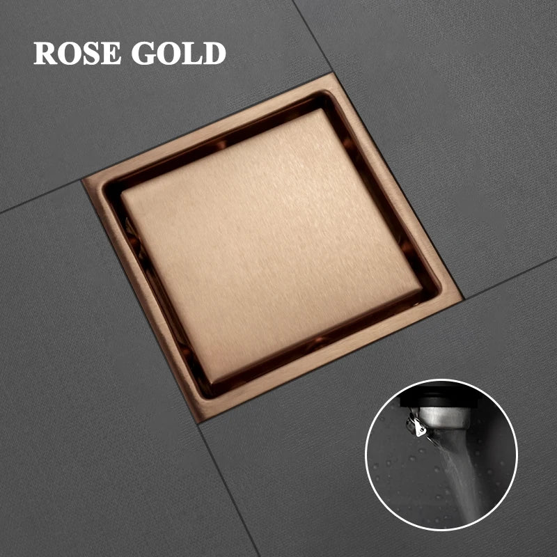 Bathroom Balcony Kitchen Stainless Steel Square Floor Drain Shower Drainers Multi-Color Style Invisible Tile Insert Floor Drains