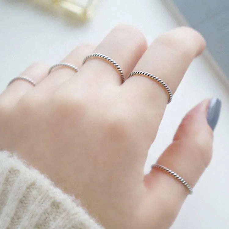 3pcs Fine Rings 925 Sterling Silver 1.2mm Stacking Midi Thin Rings Thumb Pinky Stack Knuckle Rings for Women Band Ring Gift 7.75