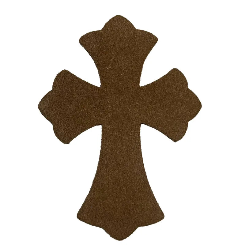 4.5*6.5cm Sheepskin Leather Patch With Cross Shaped Leather Label Genuine Leather DIY With Multiple Colors-106-182