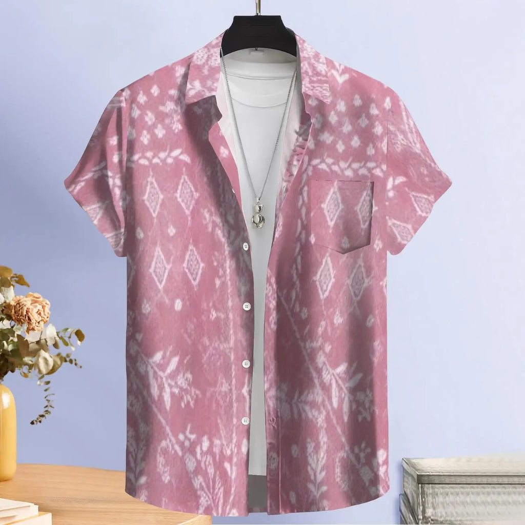 Personalized logo Soft and Comfortable Summer Custom-made Shirt with Heat Transfer pink Floral Pattern