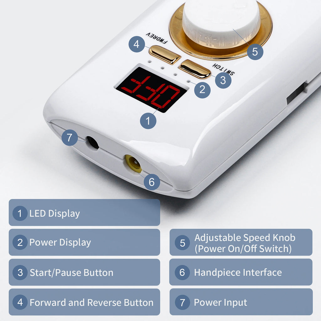 L'UGX High Quality Professional 30000 Rpm Wireless Nail Drill Machine Cordless Electric Rechargeable Portable Nail Drill