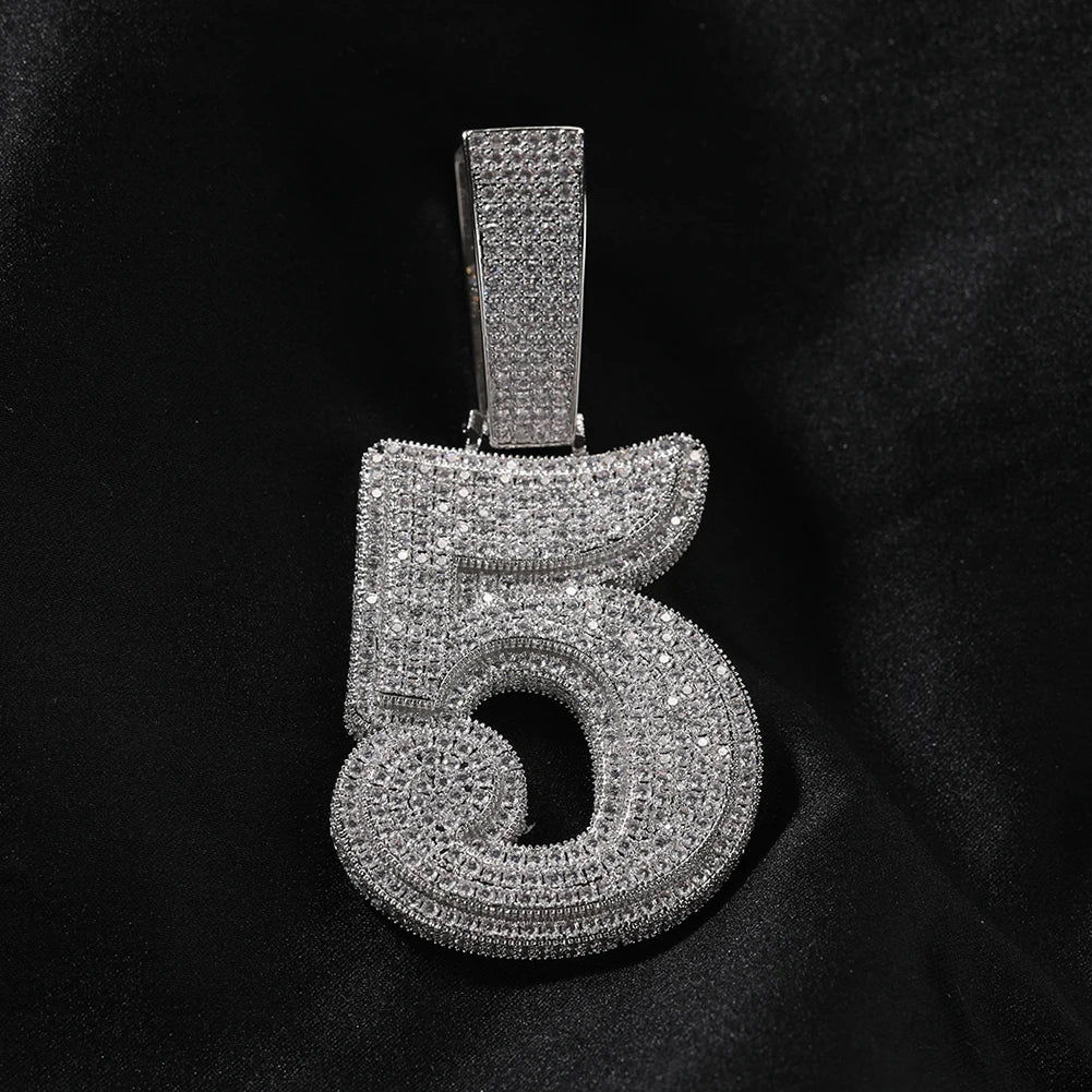 UWIN Hip Hip CZ Lucky Number Pendant Single Big Numbers Pendant Necklace 0 to 9 Special Rapper Jewelry