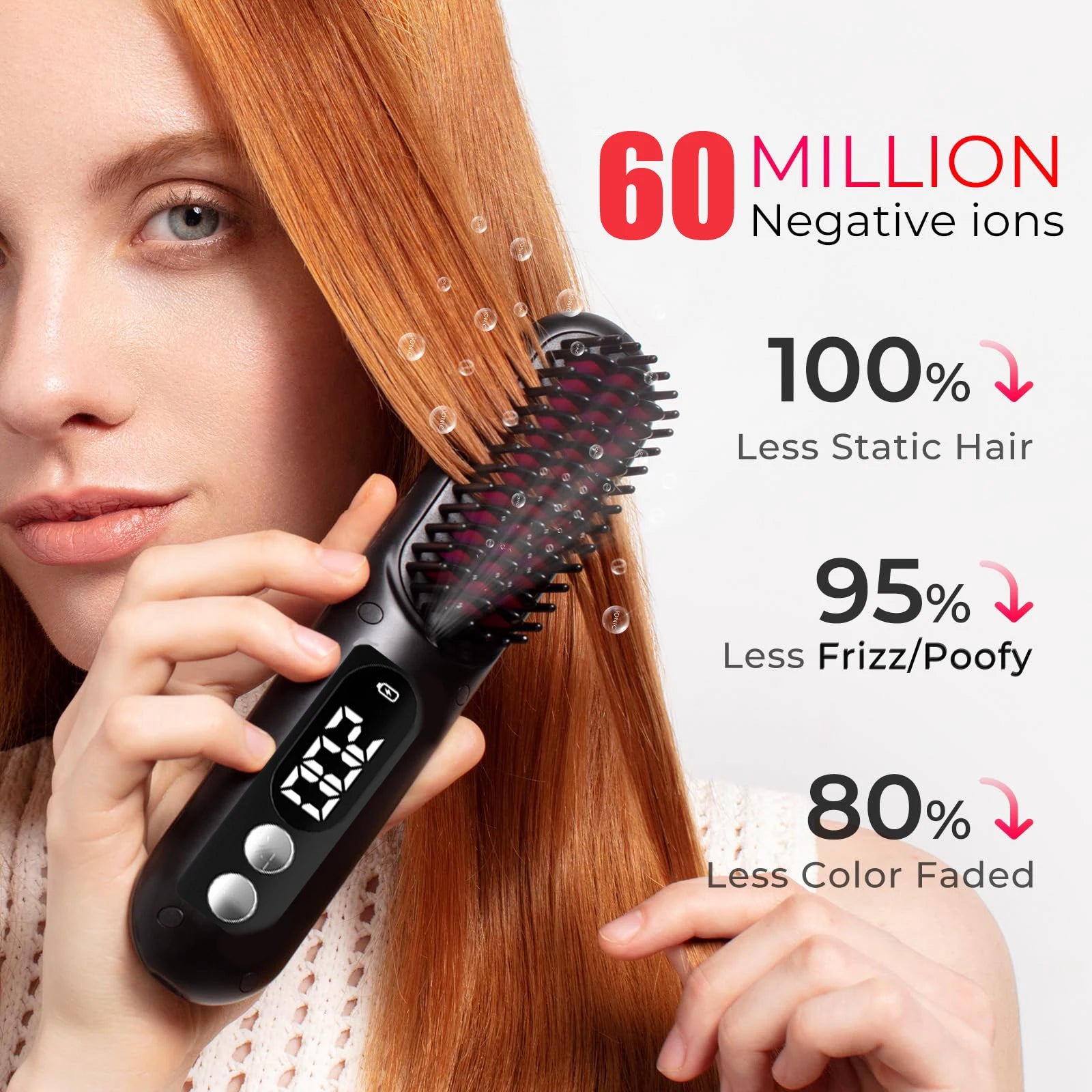 Portable Electric Hair Brushes USB Rechargeable Wireless Negative Ion Hot Comb Electric Mini Hair Straightener Comb for Women