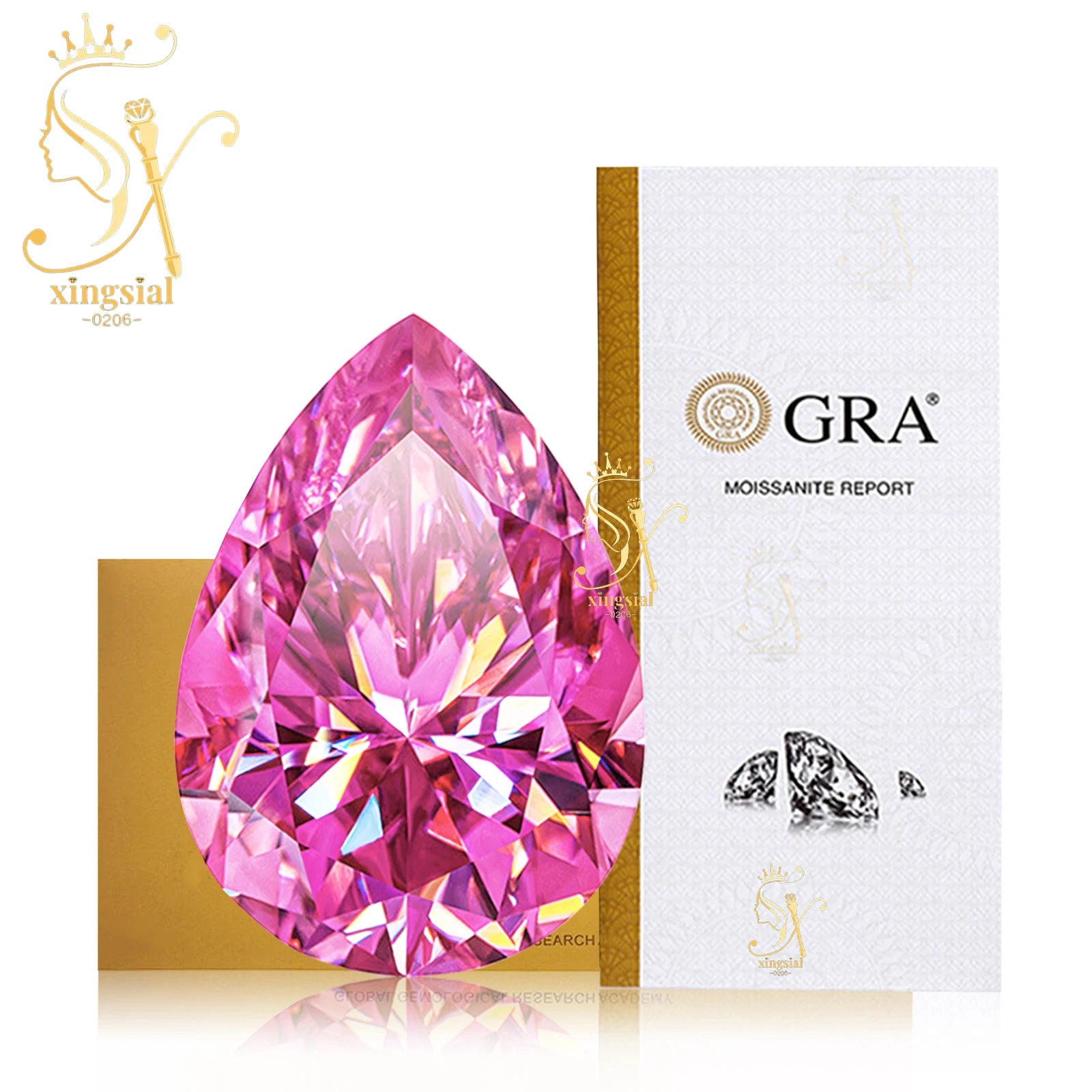 Xingsial 4x6mm 9x13mm Multiple Color VVS1 0.5ct 5ct GRA Certificated Pear Cut Synthetic Diamond Gemstone Loose Moissanite Stone