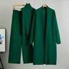 Vintage Fashion Ladies 3-Piece Set Long Cardigan Knitted Pant Ladies Sweater Suit-Casual Spring Autumn Styles