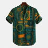 New Cotton Mens Shirt Ethnic Print Vintage Short Sleeve Streetwear Tops Tess Loose Male Beachwear Holiday Hawaiian Shirts