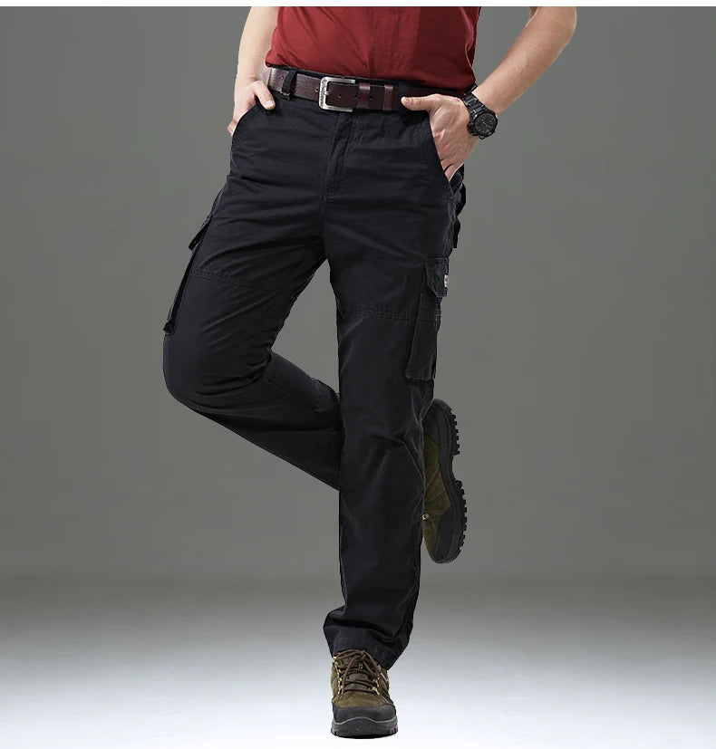 Men's Spring Cargo Pants Cotton Military Multi-pockets Joggers Baggy Pants Casual Trousers Overalls Army Pants Plus Size 44