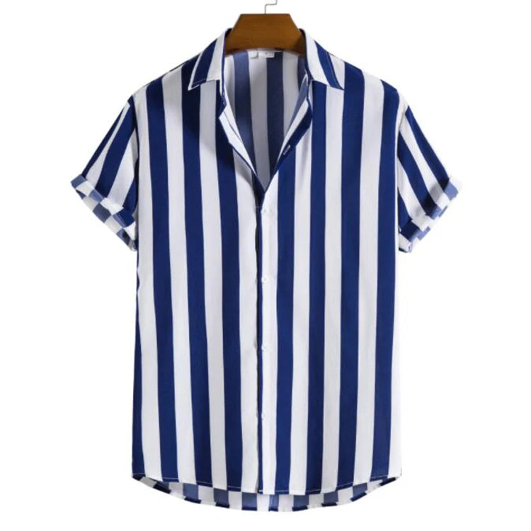 Men's Summer Fashion Linen Shirts New Short-Sleeve Casual Print Blouse Top with Turn-Down Collar Breathable and ODM Supplied