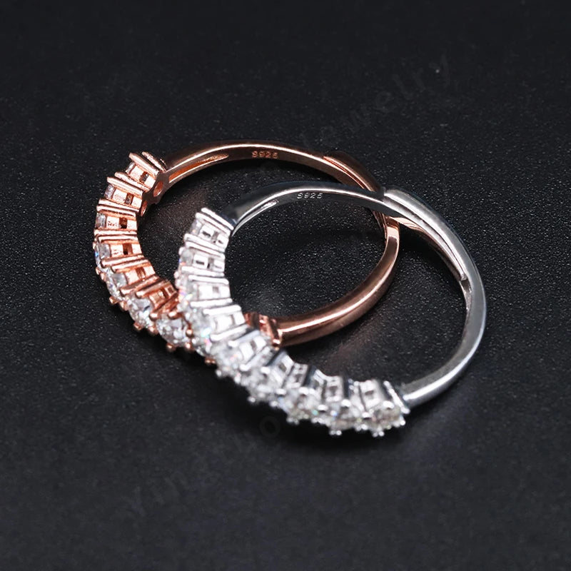 Yingtuo Cute Round Moissanite Engagement Rings Lab Diamond White Gold & 925 Sterling Silver 2g Wedding Promise Rings