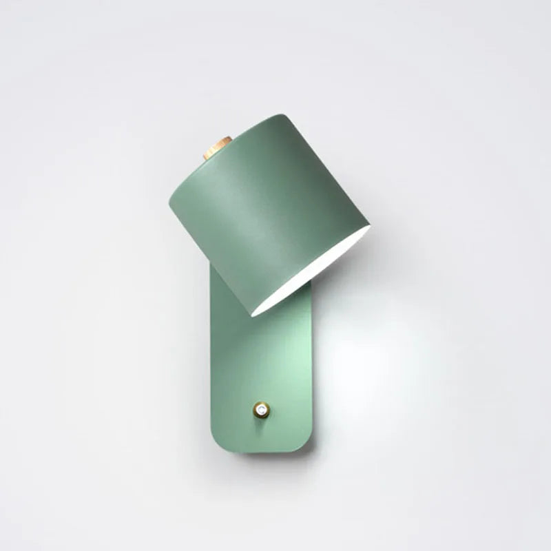 Modern LED Indoor Wall Lamps Rotation Adjustable Switch Wall Sconce With Knob Switch Stair Fixture Hallway Green LED Wall Light