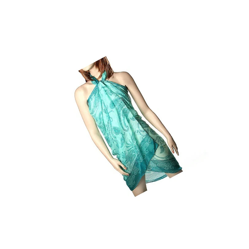 Women's Unisex Cotton Rayon Viscose Silk Sarong Scarf Soft Smooth Feeling Trendy Summer Thai Traditional Design Beachwear
